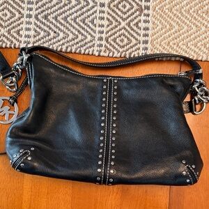Michael Kors Black Leather Studded Shoulder Bag